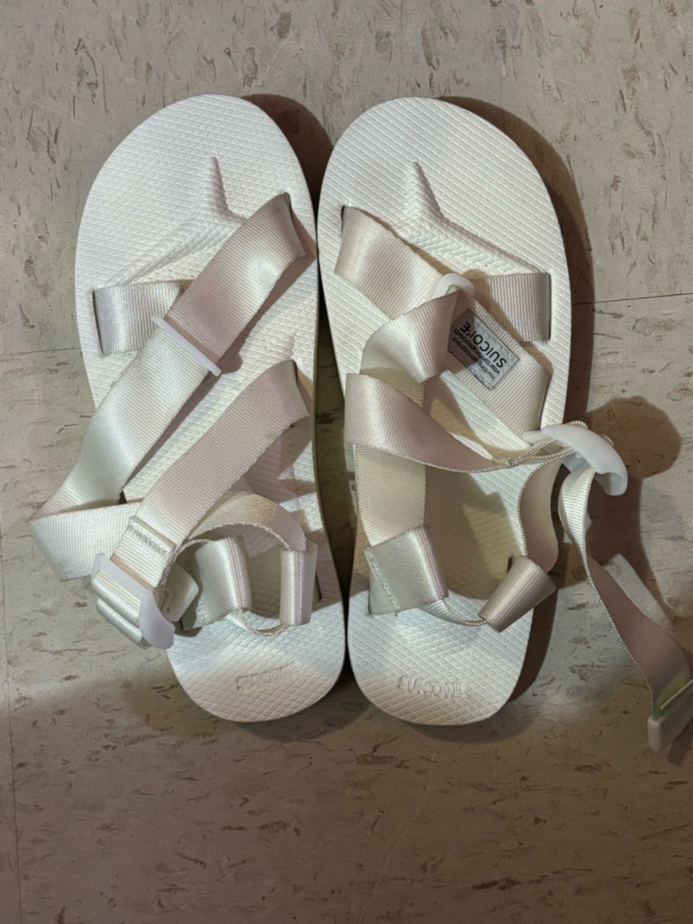 Suicoke White Ribbon-Strap Sandals